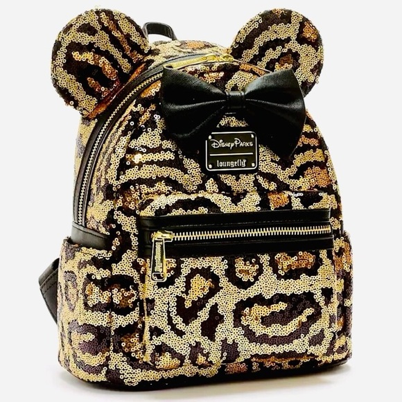 Loungefly Handbags - Minnie Mouse Leopard Cheetah Sequined Print Loungefly Mini Backpack